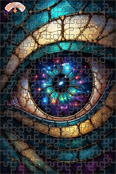 Esranın Dünyası Eye of the Universe Stained Glass Look Wooden Puzzle Double-L...