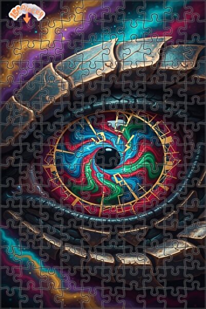 Esranın Dünyası Dragon Eye Modern Art Double-Layer Framed Wooden Puzzle 150 P...