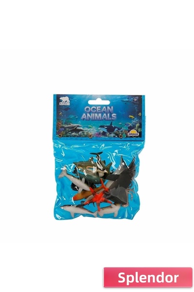 esplendor 0704 مجموعة لعب الحيوانات في المحيط مع حقيبة