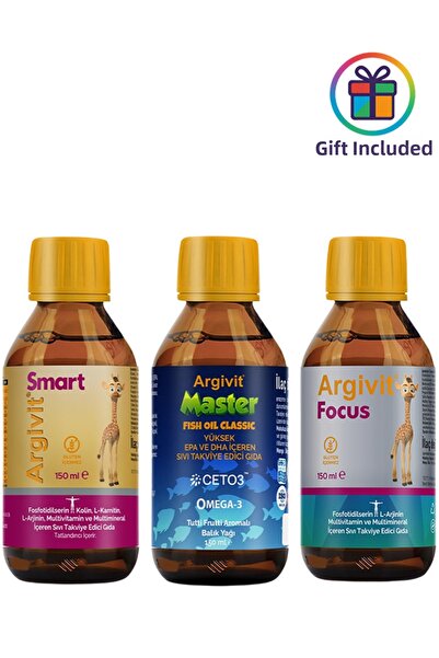 Argivit Smart Syrup 150 ml + Master Omega 3 Fish Oil 150 ml + Focus Syrup 150...
