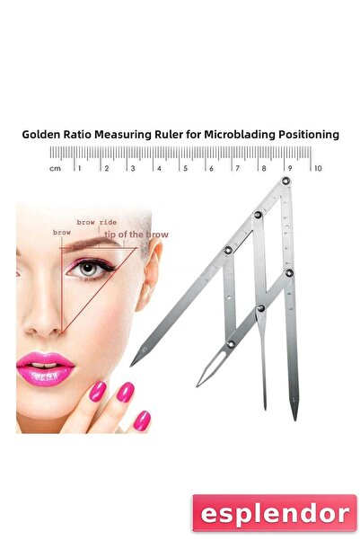 esplendor مسطرة قياس الحواجب المتماثلة والجمالية من Microblading، برغي ذهبي ل...