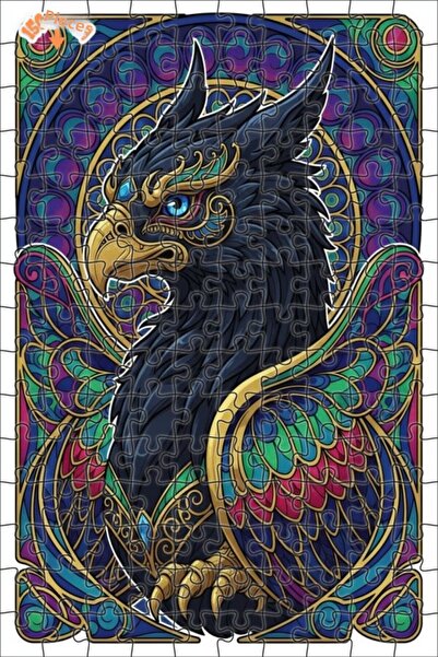 Esranın Dünyası Mysterious Griffin Art Printed Double-Layer Framed Wooden Puz...