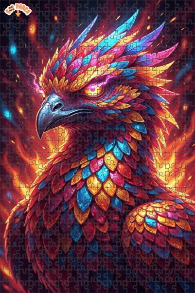 Esranın Dünyası Dragon Feathers Colorful Oil Painting Look Wooden Puzzle with...