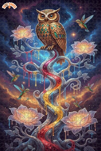 Esranın Dünyası The Owl and the Hummingbirds of the Enchanted Forest Oil Pain...