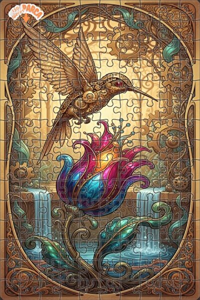 Esranın Dünyası Mechanical Hummingbird and Magical Flower Double-Layer Framed...