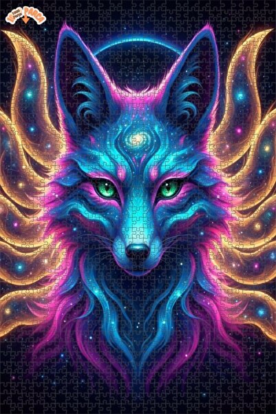 Esranın Dünyası Galactic Fox Art Double-Layer Framed Wooden Puzzle 1000 Piece...