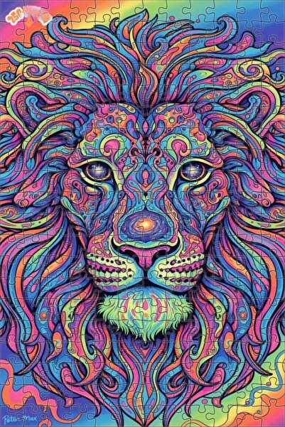 Esranın Dünyası The Lion King Colorful Patterned Double-Layer Framed Wooden P...