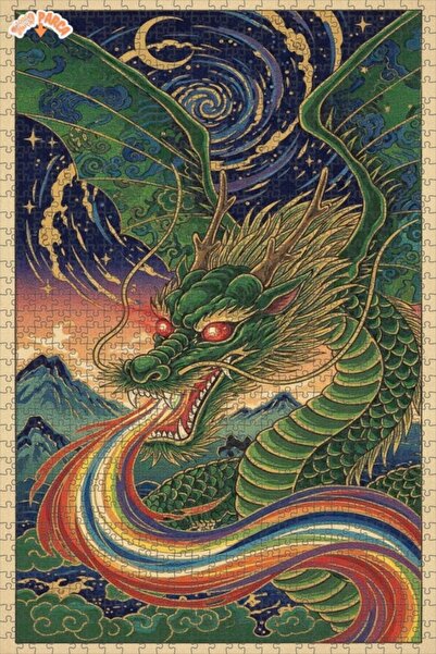 Esranın Dünyası Dragon Fire Double Layer Framed Wooden Puzzle 1000 Pieces 70X50