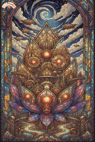 Esranın Dünyası Buharlı Art Lotus Double-Layer Framed Wooden Puzzle 1000 Piec...