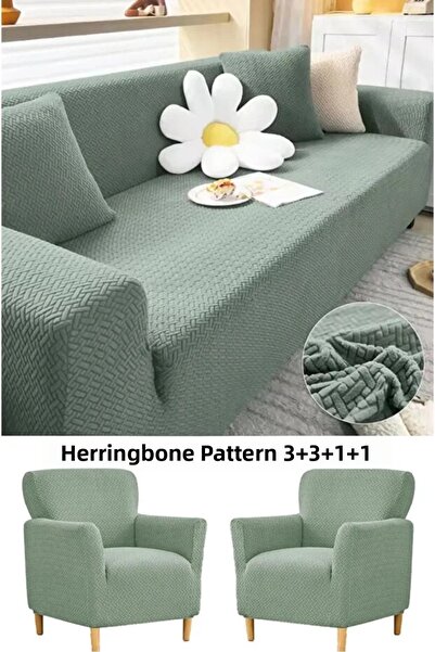 ARİFE HOME Jacquard 3311 Set de huse pentru scaune elastice cu model de cărăm...