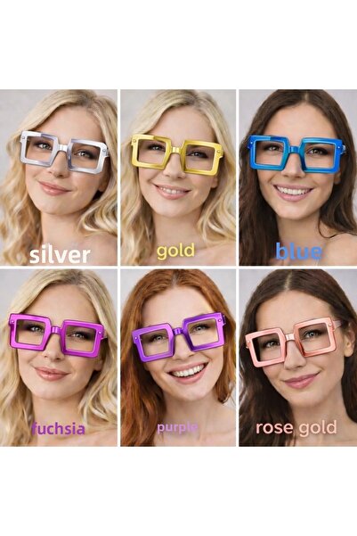 Lisinya مجموعة نظارات حفلات مربعة الشكل 1239 - 6 ألوان (بدون زجاج) - TYGOO