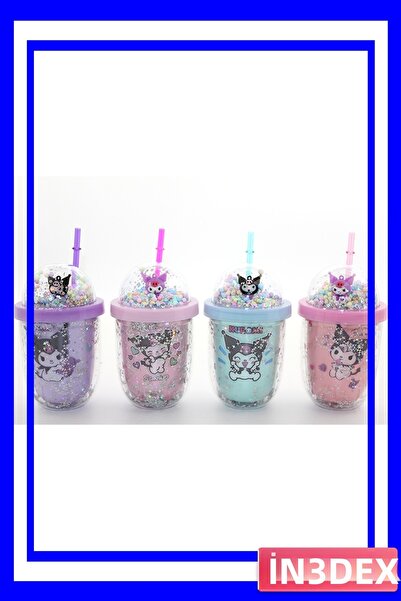 İN3DEX كوب للأطفال مع شخصيات كرتونية وغطاء وقشة