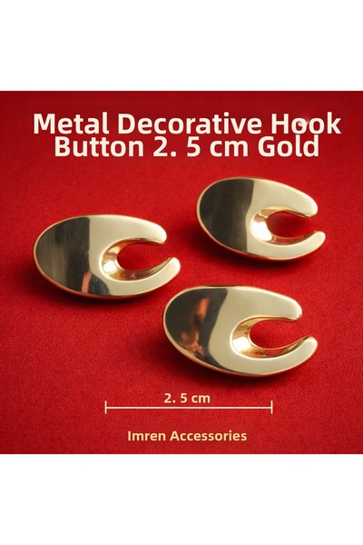 İMREN AKSESUAR Special Design 2.5 cm Light Gold Plated Button with Strap 1 Pa...