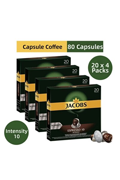 Jacobs Espresso 10 Intenso Kapsül Kahve 4x 20 Paket 80 Adet Nespresso Uyumlu