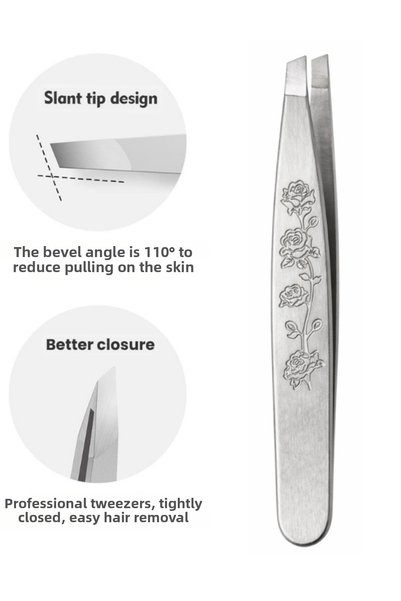 SheMask Tweezers Side Grip Eyebrow Tweezers Professional Stainless Steel Eyebrow Removal Tweezers Slant Tip Eyebrow Shaping