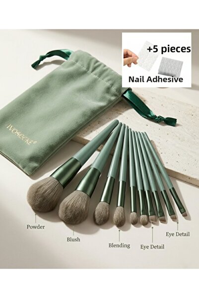 Piraye Shop Makeup Brush Set with 5 Nail Glue Adhesives as a Gift