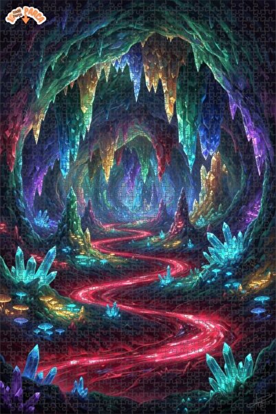 Esranın Dünyası Crystal Cave Light Oil Painting Lookalike Double-Layer Framed...