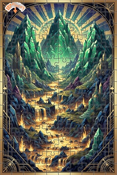 Esranın Dünyası Crystal Mountains Golden River Art Deco Double-Layer Framed W...