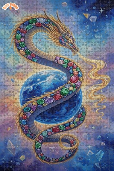 Esranın Dünyası Celestial Gem Dragon Oil Painting Lookalike Double-Layer Fram...