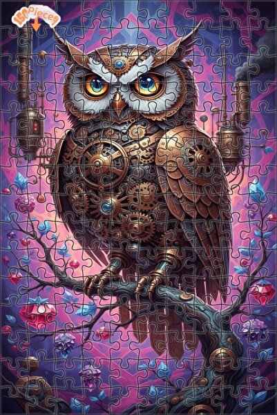 Esranın Dünyası Steam Mechanical Owl Art Double Layer Framed Wooden Puzzle 15...