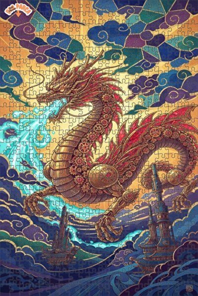 Esranın Dünyası Mechanical Dragon Art Double Layer Framed Wooden Puzzle 500 P...