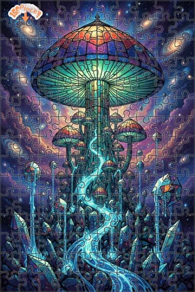 Esranın Dünyası Fantastic Galaxy Mushroom Art Double-Layer Framed Wooden Puzz...