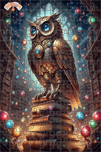 Esranın Dünyası Magical Mechanical Owl Oil Painting Look Double Layer Framed ...