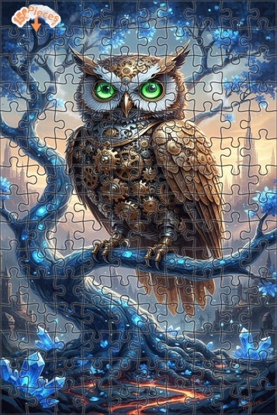 Esranın Dünyası Mechanical Owl Steampunk Art 150 Pieces 20X30