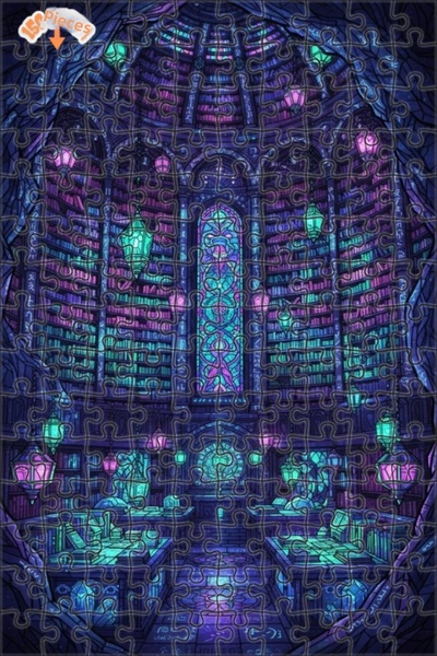 Esranın Dünyası Mysterious Library Stained Glass Look Wooden Puzzle Double-La...