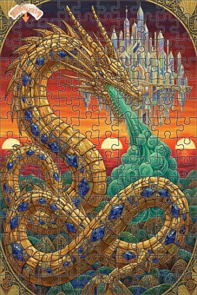Esranın Dünyası Golden Dragon Crystal City View Crayon Art 150 Pieces 20X30