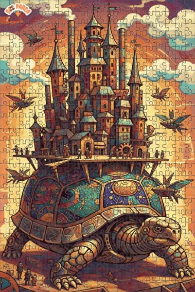 Esranın Dünyası Giant Turtle City Double Layer Framed Wooden Puzzle 500 Piece...