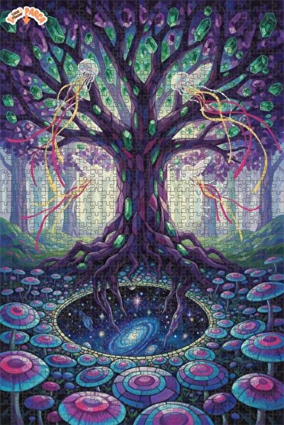 Esranın Dünyası Mysterious Crystal Tree and Galaxy Pit Double-Layer Framed Wo...