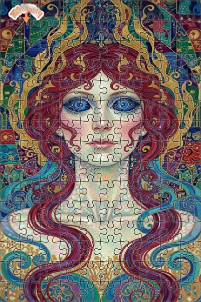 Esranın Dünyası Mysterious Woman Portrait Watercolor Look Art Double-Layer Fr...