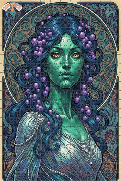 Esranın Dünyası Green Fairy Artwork Oil Painting Lookalike Double-Layer Frame...