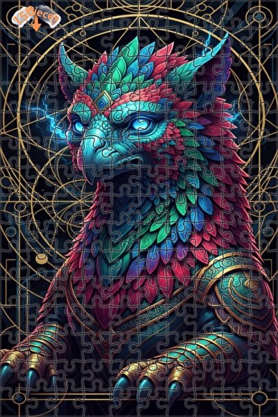 Esranın Dünyası Mystical Grifon Oil Painting Lookalike Double-Layer Framed Wo...