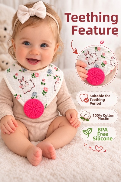 greenmoss مريلة أطفال خالية من مادة BPA من جرين مون مع عضاضة للأسنان/مريلة تغ...