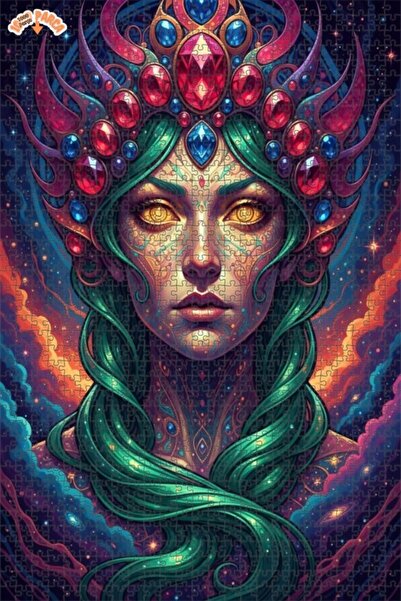 Esranın Dünyası Mysterious Cosmic Queen Oil Painting Look Double Layer Framed...