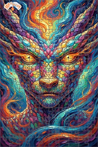 Esranın Dünyası Colorful Dance of the Dragon Oil Painting Look Wooden Puzzle ...