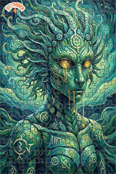 Esranın Dünyası Green Ancient Spirit Oil Painting Lookalike Double-Layer Fram...