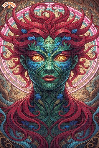 Esranın Dünyası Fantastic Face Watercolor Look Art Wooden Puzzle 500 Pieces 5...