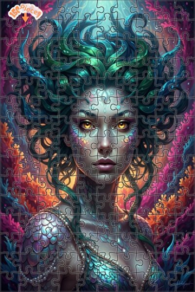 Esranın Dünyası The Legend of the Mermaid Oil Painting Look Modern Double-Lay...