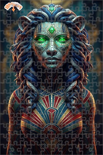 Esranın Dünyası Lion Patterned Mysterious Woman Figure Oil Painting Lookalike...