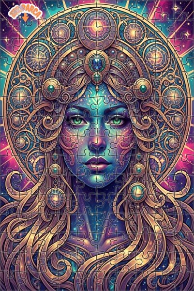 Esranın Dünyası Cosmic Goddess Oil Painting Look Wooden Puzzle 150 Pieces 20X30