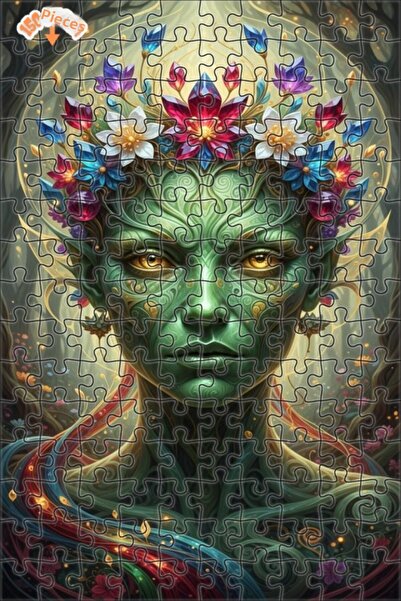 Esranın Dünyası Green Haunted Forest Art Double-Layer Framed Wooden Puzzle 15...