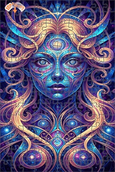 Esranın Dünyası Fantastic Universe Face Oil Painting Look Wooden Puzzle with ...