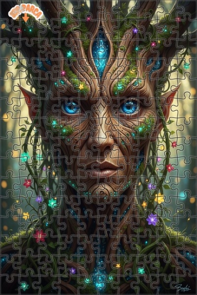 Esranın Dünyası Fairy Tale Portrait of the Forest Spirit Oil Painting Double-...