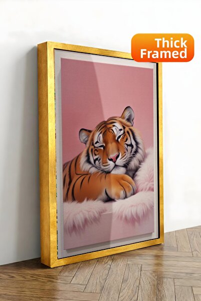 Zestia Εκτύπωση σε καμβά με χρυσό πλαίσιο Tiger Humorous Style Premium Series...