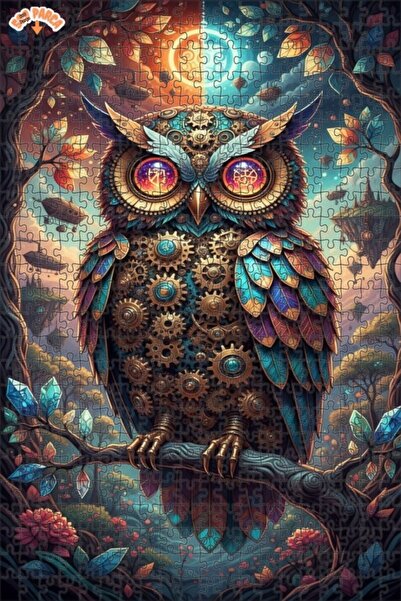 Esranın Dünyası Steam Clock Owl Art 500 Pieces 50X30