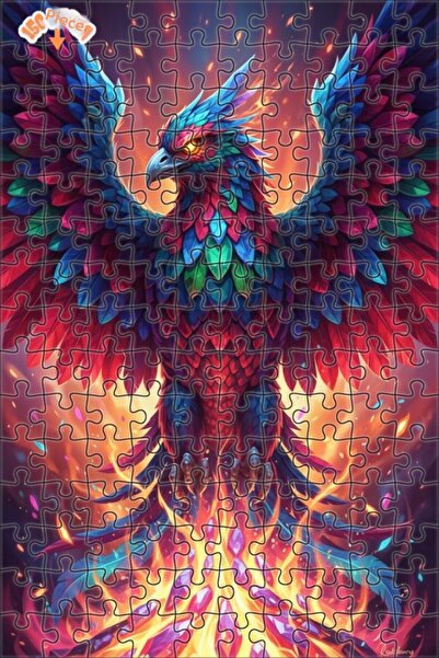 Esranın Dünyası Gorgeous Phoenix Oil Painting Look Art Double-Deck Framed Woo...