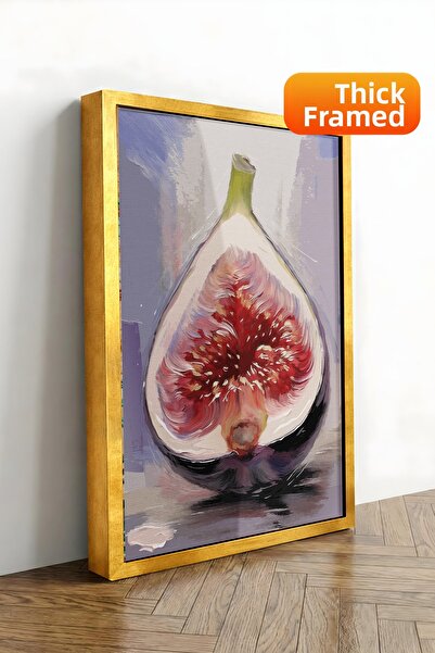 Zestia Tablou pe pânză înrămat cu aur, ilustrație cu detalii de fructe de smo...